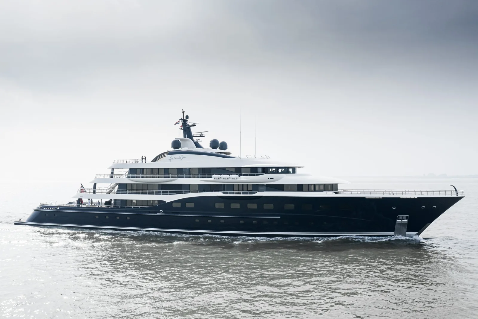 Large yacht underway on open water